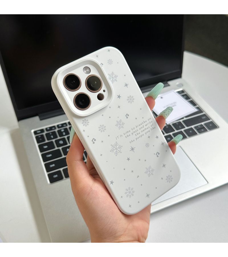 Phone Case For iPhone 16 Pro Fine Hole Liquid Vintage White Ambient Snowflake White Drop Proof Scratch Resistant Shatterproof Screen Protection Comfortable Grip - Image 3