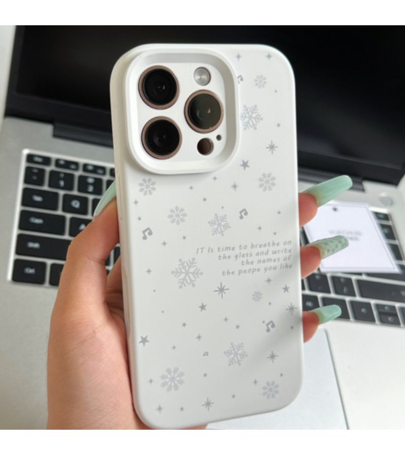 Phone Case For iPhone 16 Pro Fine Hole Liquid Vintage White Ambient Snowflake White Drop Proof Scratch Resistant Shatterproof Screen Protection Comfortable Grip - Image 1
