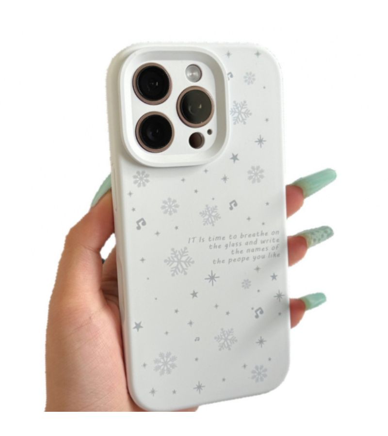 Phone Case For iPhone 16 Pro Fine Hole Liquid Vintage White Ambient Snowflake White Drop Proof Scratch Resistant Shatterproof Screen Protection Comfortable Grip - Image 4