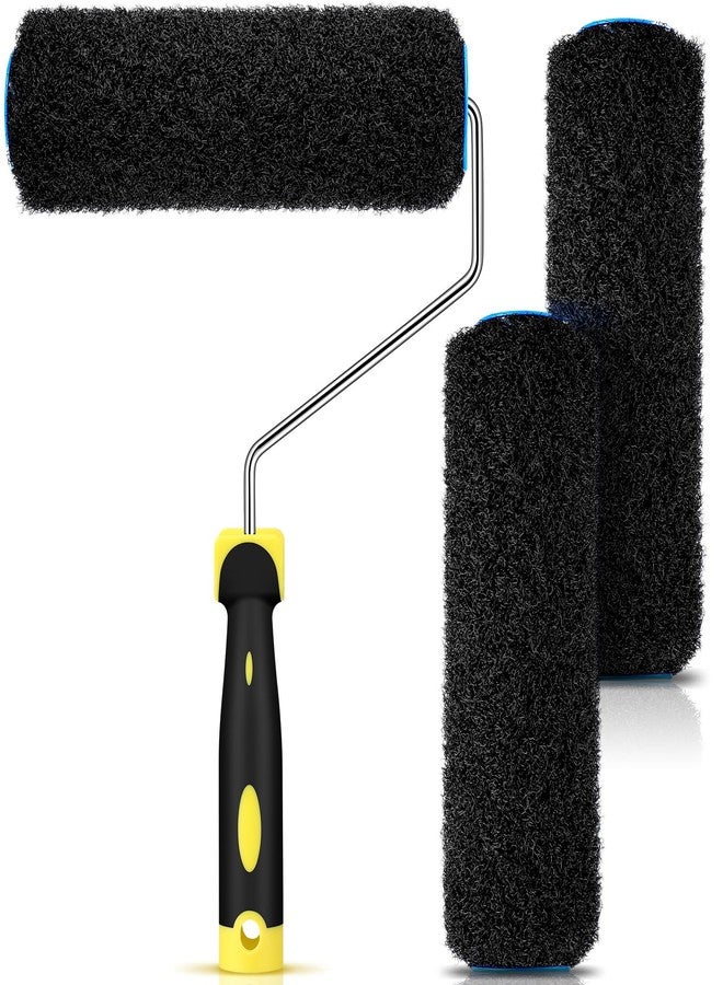 Threlaco 3 Pcs 9 Inch Drywall Compound Roller Cover with 1 Pcs Paint Frame, Drywall Texture Brush, Mud Roller for Putty, diatomaceous Earth, molding Paste, Textured coatings - Image 1