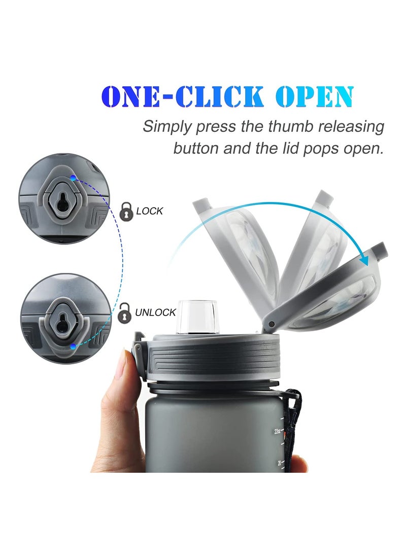 KANGZYUAN - Sports Water Bottle  Protein Shaker Outdoor Travel Portable Leakproof Drinkware Plastic Drink Bottle BPA Free 1000mL Grey - Image 1