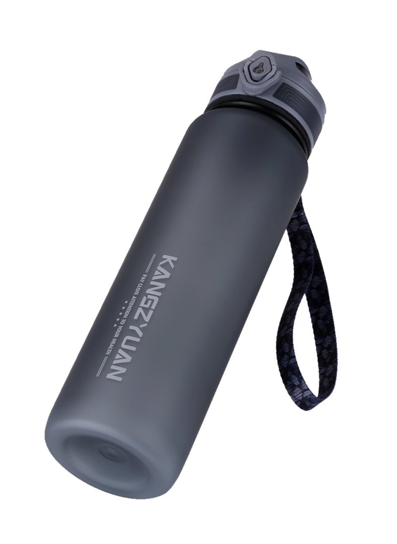 KANGZYUAN - Sports Water Bottle  Protein Shaker Outdoor Travel Portable Leakproof Drinkware Plastic Drink Bottle BPA Free 1000mL Grey - Image 1