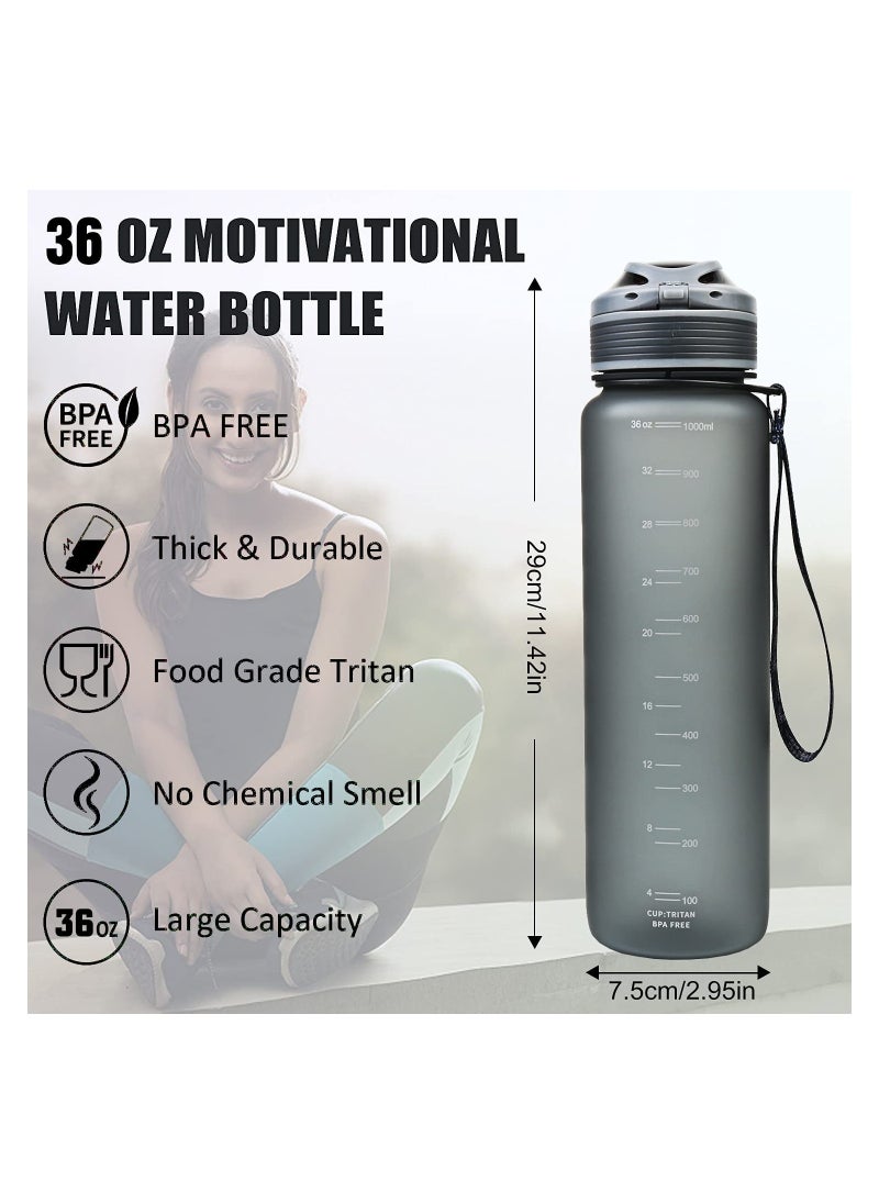 KANGZYUAN - Sports Water Bottle  Protein Shaker Outdoor Travel Portable Leakproof Drinkware Plastic Drink Bottle BPA Free 1000mL Grey - Image 1
