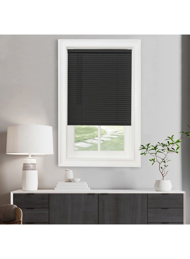 Achim Home Furnishings Cordless Light Filtering Mini Blind - 27 Inch Width, 48 Inch Length, 1" Slat Size - Black - Cordless GII Morningstar Horizontal Windows Blinds for Interior by Décor - Image 1