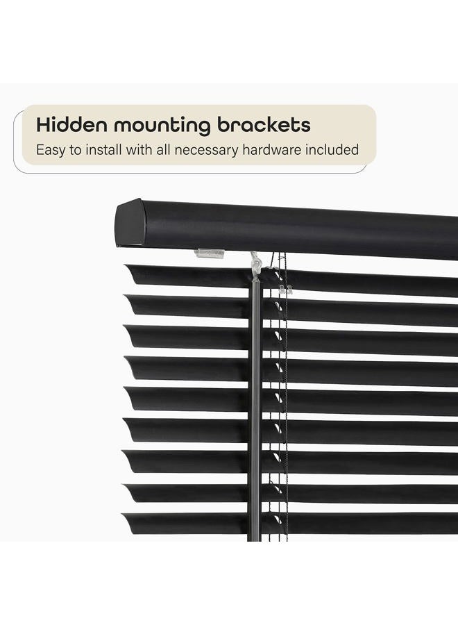 Achim Home Furnishings Cordless Light Filtering Mini Blind - 27 Inch Width, 48 Inch Length, 1" Slat Size - Black - Cordless GII Morningstar Horizontal Windows Blinds for Interior by Décor - Image 3