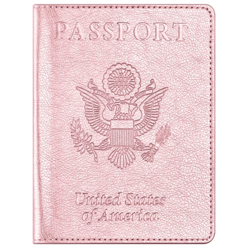 Eoehro Passport and Vaccine Card Holder Combo, Passport Cover with Vaccine Card Slot, Wallet, Passport Case Holder for Women and Menï¼ˆAE-Rose gold - Image 1