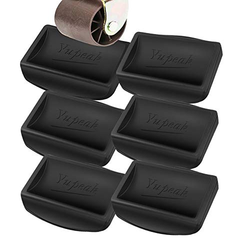Yupeak Bed Stopper & Furniture Stopper – Caster Cups fits to All Wheels of Furniture, Sofas, Beds, Chairs – Furniture Cups Made up of Solid Silicone and Prevents Scratches 6 Pack（Black - Image 1