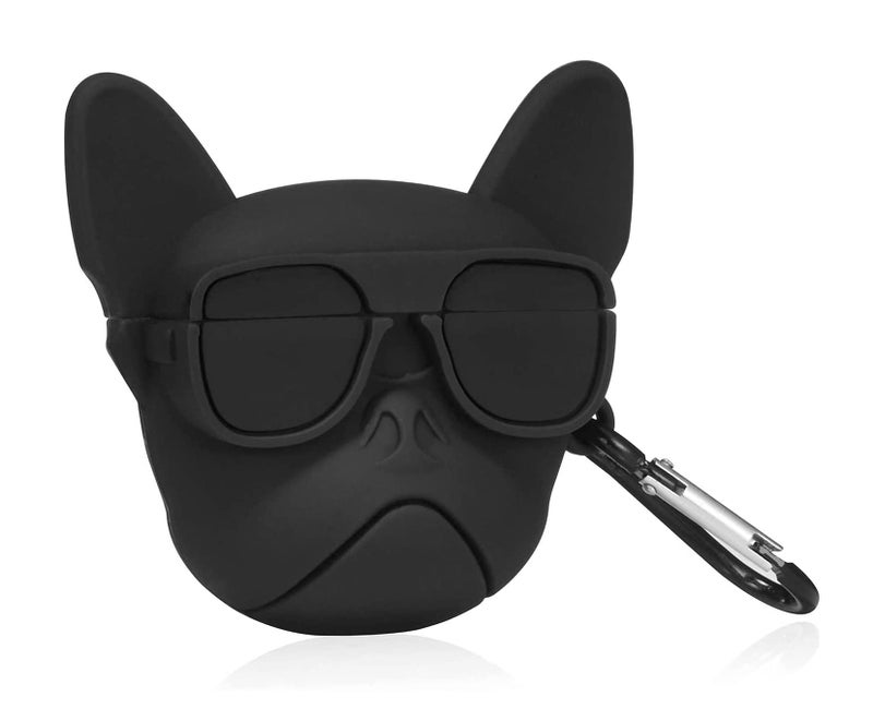 FOLX FAC22 Air-Pods 3rd Gen Soft Silicone Protective Case 3D Design Shockproof Case Cover with Anti-Lost Metal Keyring Compatible for Apple AirPods 3RD Gen [ AIRPOD NOT Included ] (Black Dog) - Image 1