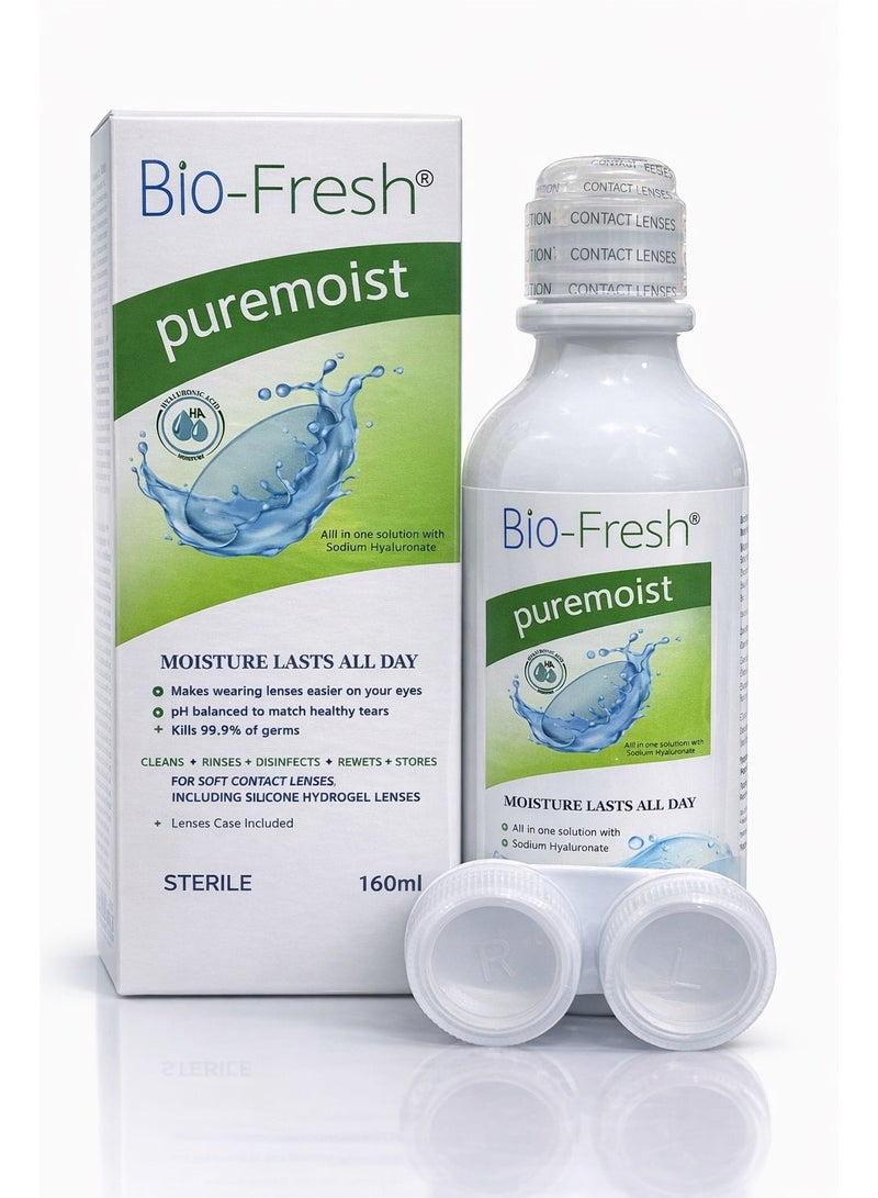 بايو فريش محلول بيو-فريش بيور مويست للعدسات اللاصقة: ينظف، يطهر، يحفظ، يشطف، ويعيد ترطيب العدسات اللاصقة – 160 مل - Image 1