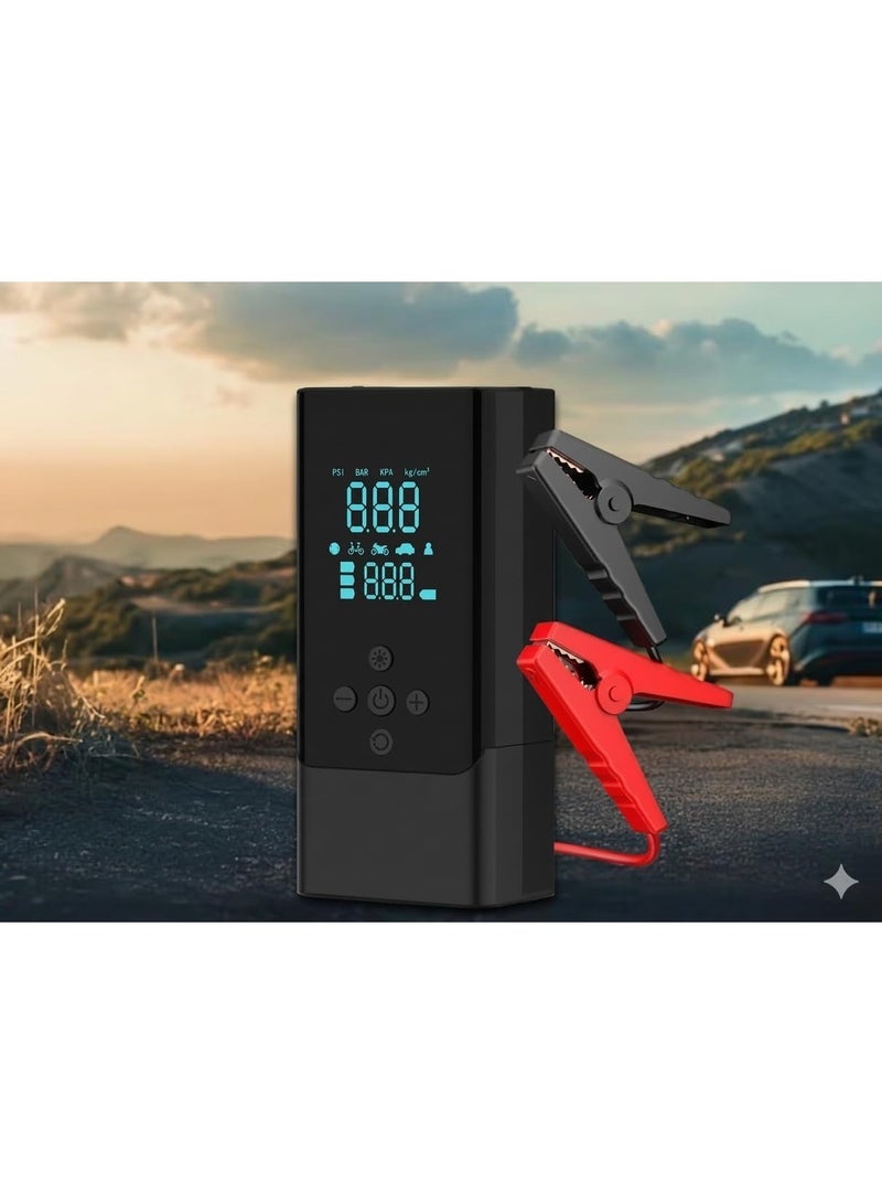 Meridian 8-in-1 Portable Car Jump Starter and Tire Inflator (180 PSI) – Heavy-Duty Emergency Air Compressor with Digital Pressure Display, Auto Shut-Off, and LED Light - Image 4