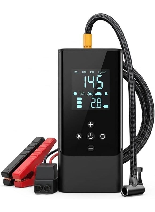 Meridian 8-in-1 Portable Car Jump Starter and Tire Inflator (180 PSI) – Heavy-Duty Emergency Air Compressor with Digital Pressure Display, Auto Shut-Off, and LED Light - Image 1