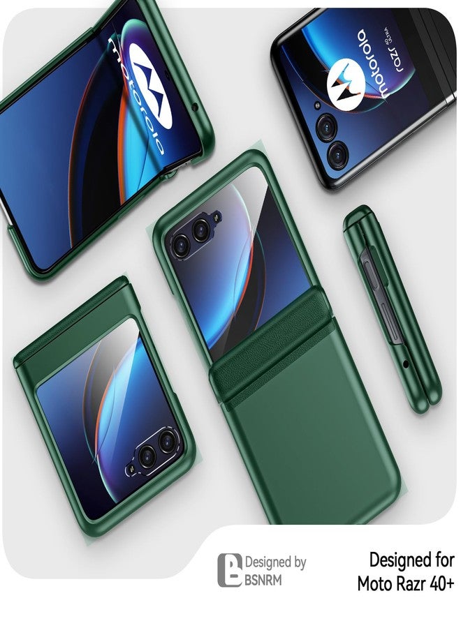 BSNRM for Motorola Razr Plus 2023 Case, Built-in Screen Protector & Hinge Protection & Ultra Thin Matte PC Shockproof Phone Cover Smartphone Case for Moto Razr Plus 2023 (Green) - Image 3