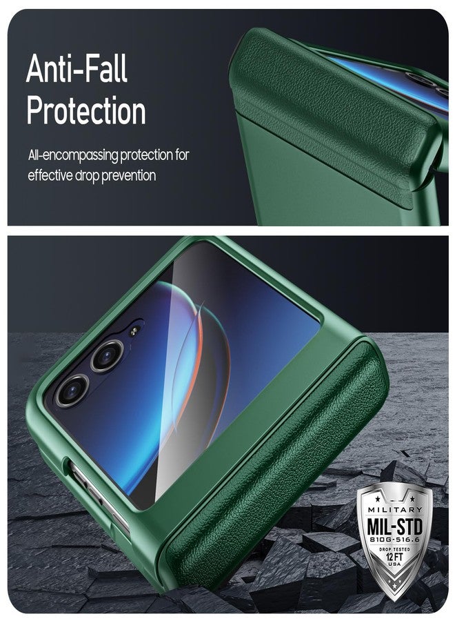 BSNRM for Motorola Razr Plus 2023 Case, Built-in Screen Protector & Hinge Protection & Ultra Thin Matte PC Shockproof Phone Cover Smartphone Case for Moto Razr Plus 2023 (Green) - Image 5