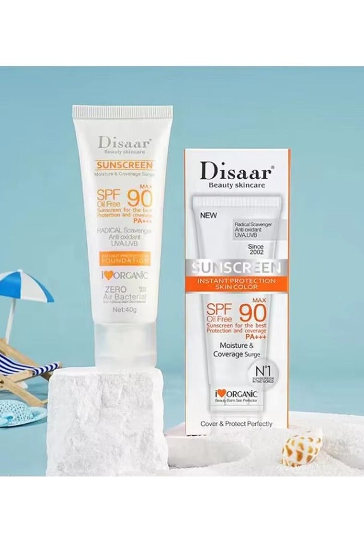 Disaar واقي شمس خالي من الزيت SPF90 PA +++ 40غ كريم حماية من الشمس للوجه خفيف الوزن غير دهني مناسب للبشرة الدهنية والمعرضة لحب الشباب - Image 2