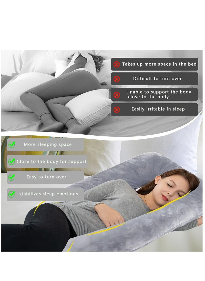 Arabest Pregnancy Pillow, Full Body Pillow with Reversible Velvet Cover, U Shaped Maternity Pillow  for Pregnant Women and Sleeping Support(Dark Grey)  - Image 2