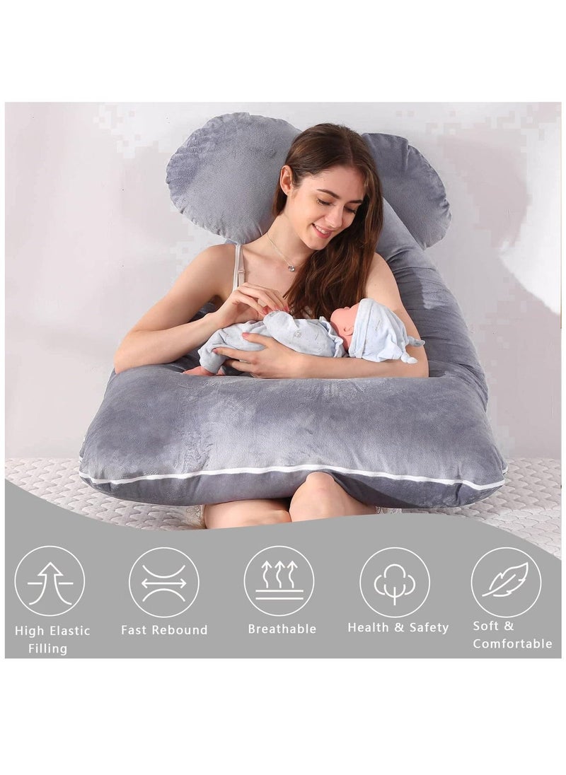Arabest Pregnancy Pillow, Full Body Pillow with Reversible Velvet Cover, U Shaped Maternity Pillow  for Pregnant Women and Sleeping Support(Dark Grey)  - Image 4