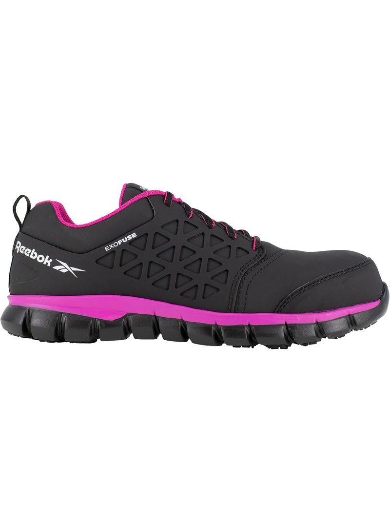 Reebok Work حذاء سلامة نسائي مقاوم للماء بمقدمة مركبة وحماية من المخاطر الكهربائية قابل للتهوية أسود ووردي - Image 3