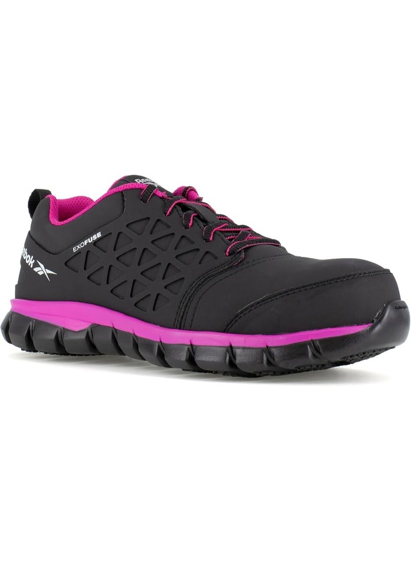 Reebok Work حذاء سلامة نسائي مقاوم للماء بمقدمة مركبة وحماية من المخاطر الكهربائية قابل للتهوية أسود ووردي - Image 1