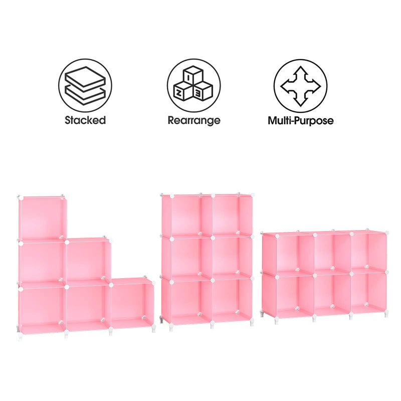 HOMIDEC 6-Cube Storage Shelf, Storage Bookcase Bookshelf with Metal Hammer, Storage Cubes Organizer Cabinet for Kids, Closet, Bedroom, Bathroom, (11.8x11.8x11.8 inch), Light Pink - Image 5