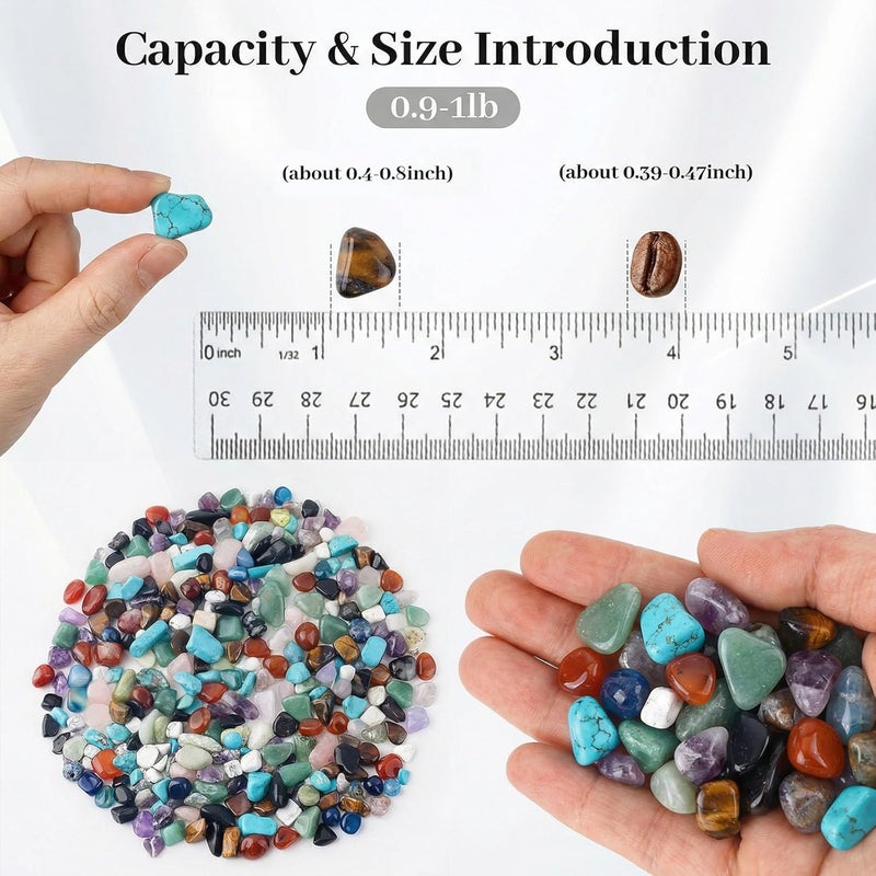 JOHOUSE Quartz Stones Tumbled Chips Stone Crushed Crystal Natural Rocks Assorted Stone for Home Decoration Vases Plants Succulents Cactus About 1lb(450g),10 Different Kinds - Image 2