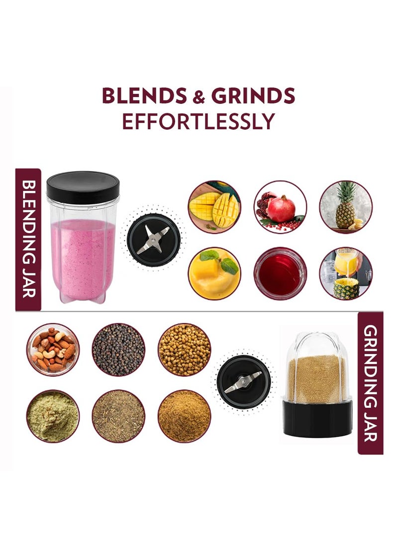 BOROSIL Borosil 400W NutriFresh Portable MiniBlender Grinder 500ml Jar for Blending Smoothies 300ml Jar for Dry Grinding SpicesChutney Jar Polycarbonate Jars Dishwasher Safe 2 Year Warranty Black  - Image 4