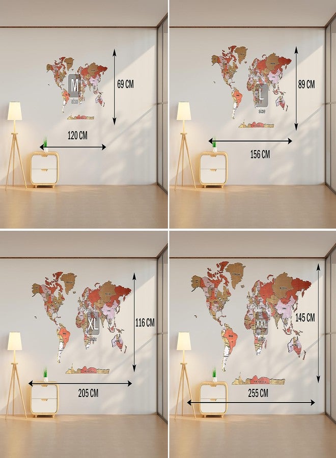 Elk 3D Wooden World Map Wall Art Decor with Country Names & Capitals | Premium Metallic Painted Multilayer Laser Cut Wall Art | Easy DIY Installation | Travel Theme Home Decor for Living Room, Office - Image 2