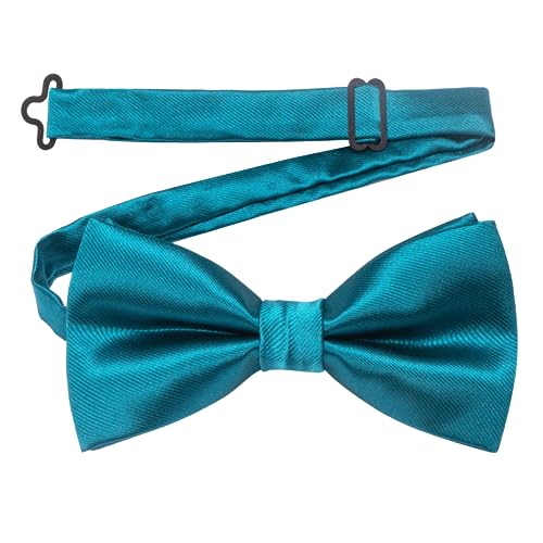 JEMYGINS Mens Peacock Blue Pre-tied Bow Tie and Pocket Square Cufflink Set (13) - Image 3