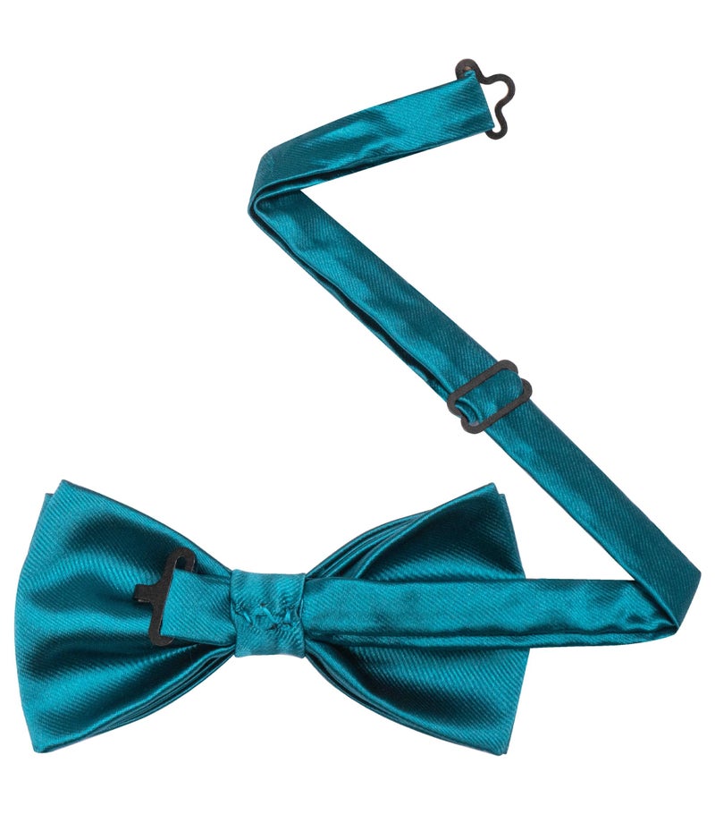 JEMYGINS Mens Peacock Blue Pre-tied Bow Tie and Pocket Square Cufflink Set (13) - Image 4