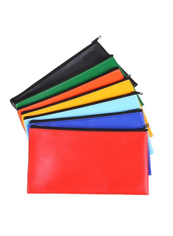 Vankcp 14Pcs Bank Deposit Money Bag 7 Colors Deposit Zippered Coin Bag 11'' X 6.3'' Waterproof Colorful Leatherette Cash Bag For Office Travel Home Magician - Image 1