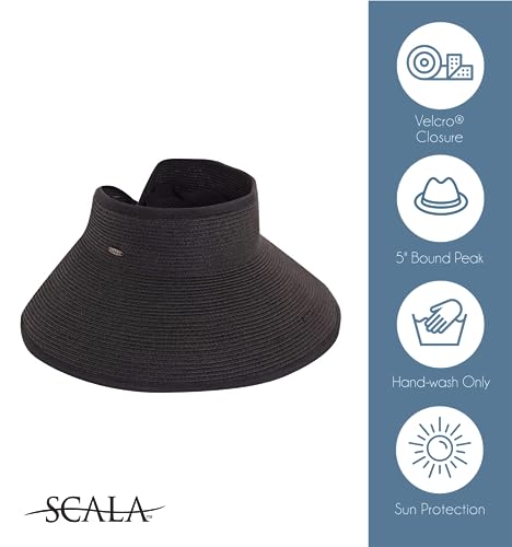 Scala Women's Packable Paper Braid Visor, Black, One Size - Image 2