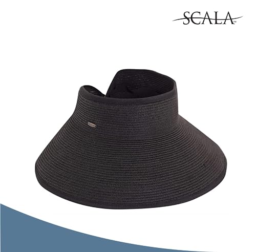 Scala Women's Packable Paper Braid Visor, Black, One Size - Image 4