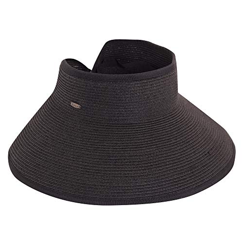 Scala Women's Packable Paper Braid Visor, Black, One Size - Image 1