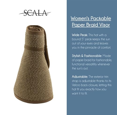 Scala Women's Packable Paper Braid Visor, Black, One Size - Image 5