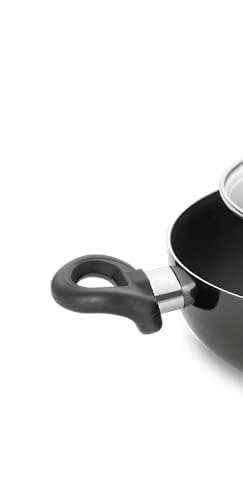 CLASSIC ESSENTIALS Non-Stick Cookware Deep Kadhai with Glass Lid 2.3 LTR 22cm(Induction Friendly) Black - Image 5
