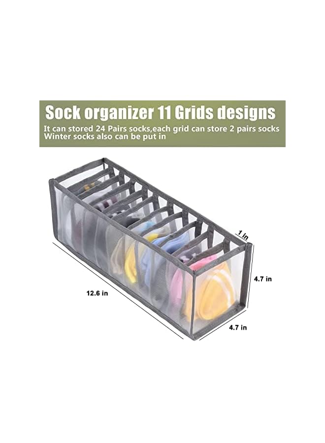 Green Tiger Sock Organizer 2 Pack, sock drawer organizer, sock drawer organizer divider, Cabinet Closet Organizers and Storage, Mesh Foldable Compartment Boxes for erorexng Socks, Underwear, Ties, Panties - Image 3