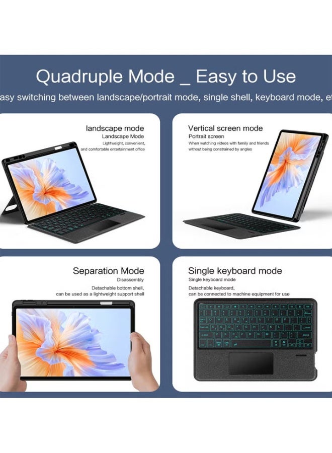 Arabic and English Removable Touched Keyboard Case Compatible with Honor Pad V9 11.5'' (ROL-W00/W10),Magic Backlight Bluetooth Keyboard Holster - Image 2