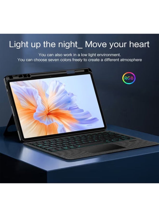 Arabic and English Removable Touched Keyboard Case Compatible with Honor Pad V9 11.5'' (ROL-W00/W10),Magic Backlight Bluetooth Keyboard Holster - Image 4