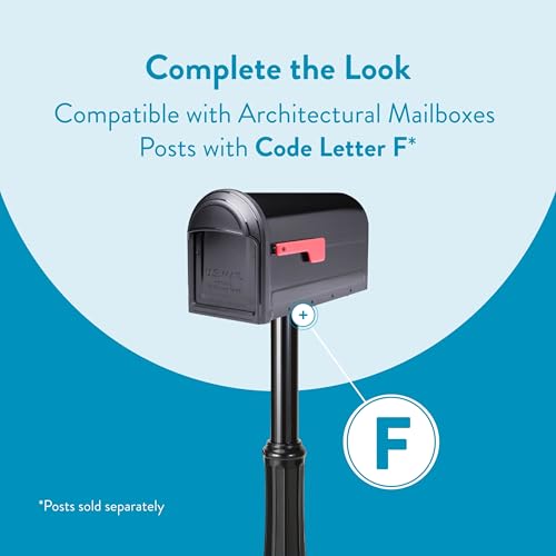 Architectural Mailboxes Barrington™ Heavy Duty Steel Metal Post Mounted Mail Box for Outside, Black, Large Curbside Mailbox with Magnetic Latch - Image 5