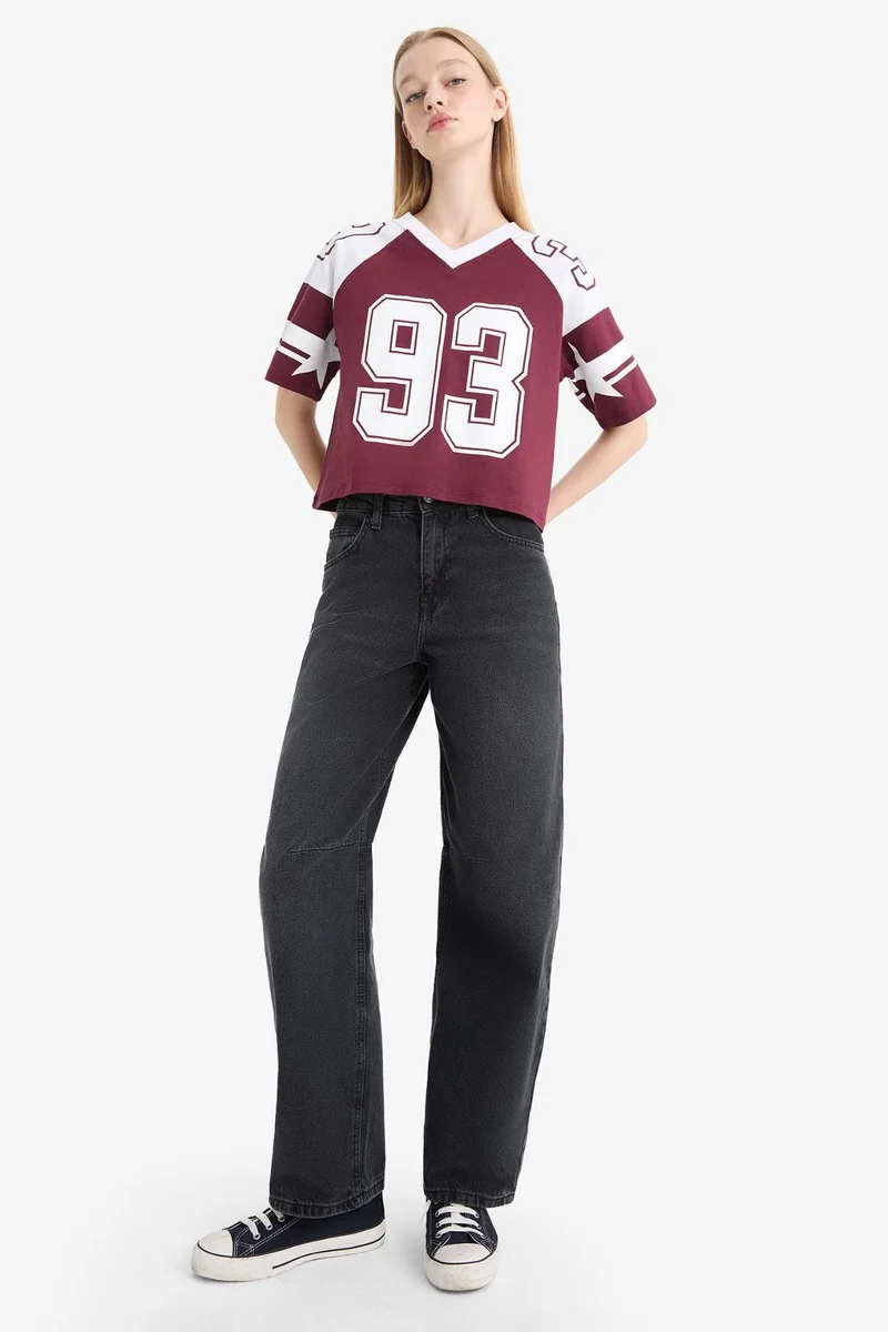 ديفاكتو Loose Fit Crew Neck Printed T-Shirt