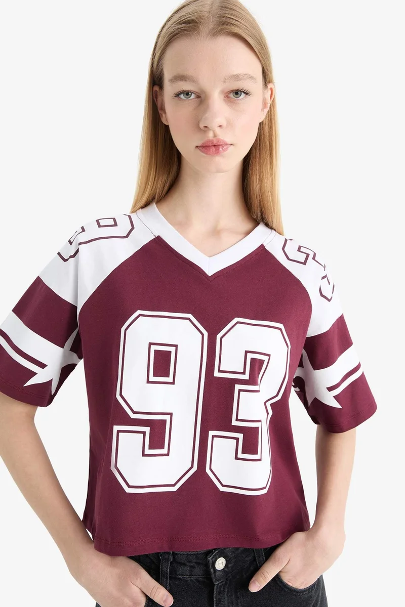 ديفاكتو Loose Fit Crew Neck Printed T-Shirt