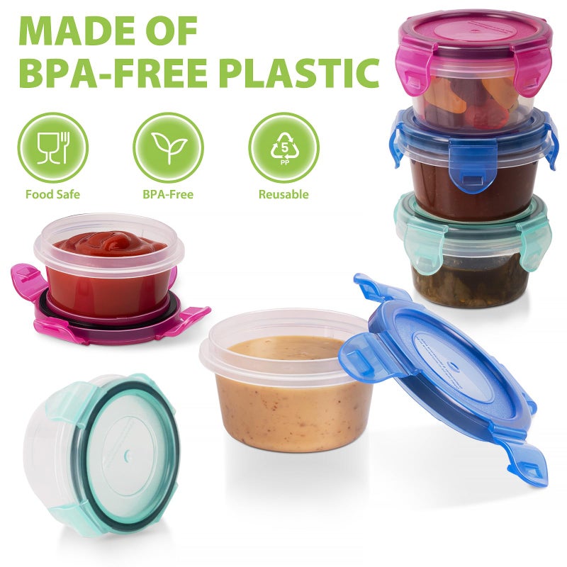 Freshmage Salad Dressing Container to Go, [6 Pack] 2.7 oz Small Condiment Containers with Leakproof Lids for On-the-Go Meals, Reusable Sauce Containers BPA-Free - Image 3