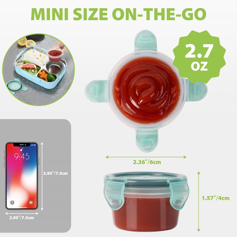 Freshmage Salad Dressing Container to Go, [6 Pack] 2.7 oz Small Condiment Containers with Leakproof Lids for On-the-Go Meals, Reusable Sauce Containers BPA-Free - Image 1