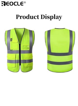High-Visibility Reflective Safety Vest for Unisex Bright Yellow Color Durable High-Quality Material Lightweight Breathable Suitable for Surveyors Drivers Warehouse Workers Construction Personnel Road Crews Ideal for Outdoor Work Night Operations Functional Safety Gear | Professional Appearance Vest | Durable Polyester Vest - view 5