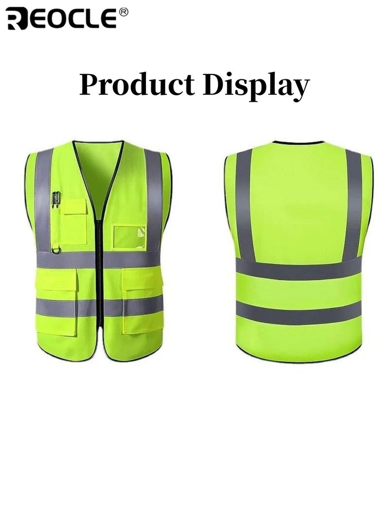 ريوكل سترة أمان عاكسة عالية الوضوح للجنسين لون أصفر فاتح مادة متينة عالية الجودة خفيفة الوزن قابلة للتنفس مناسبة للمساحين والسائقين وعمال المستودعات وموظفي البناء أطقم الطرق مثالية للعمل في الهواء الطلق العمليات الليلية معدات السلامة الوظيفية | سترة المظهر الاحترافي | سترة بوليستر متينة - Image 5