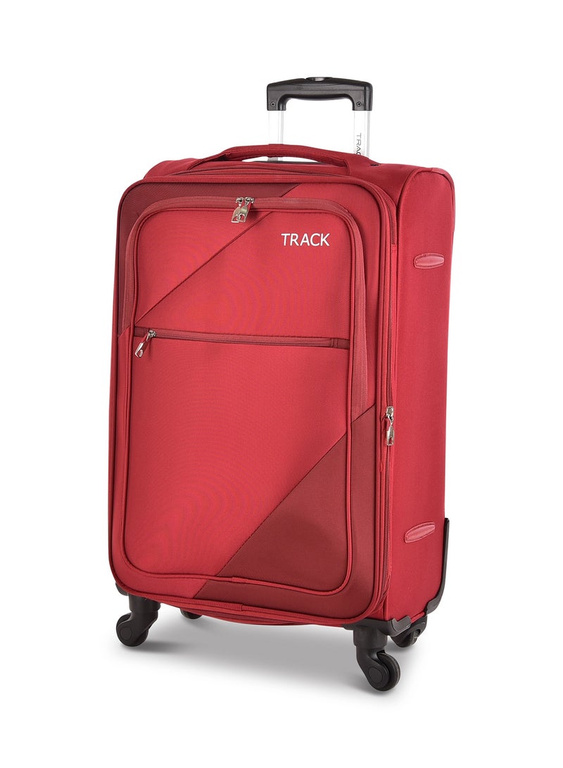 Track Luggage 3 Piece Sets Soft Trolley Travel Bag Lightweight Suitcase Sets Size 20/24/28 Inch Red - Image 3