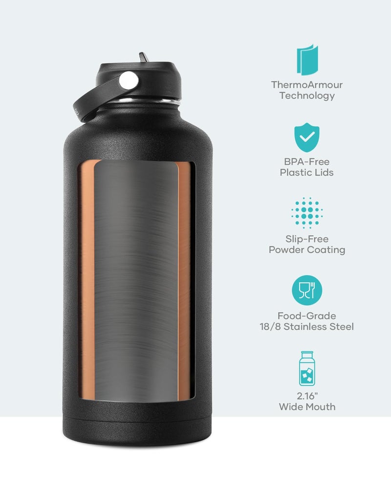 BUZIO BUZIO Vacuum Insulated Stainless Steel Water Bottle 87oz (Cold for 48 Hrs/Hot for 24 Hrs) Half Gallon BPA Free Double Wall Travel Mug/Flask for Outdoor Sports Hiking  Camping  Running  Black  - Image 4