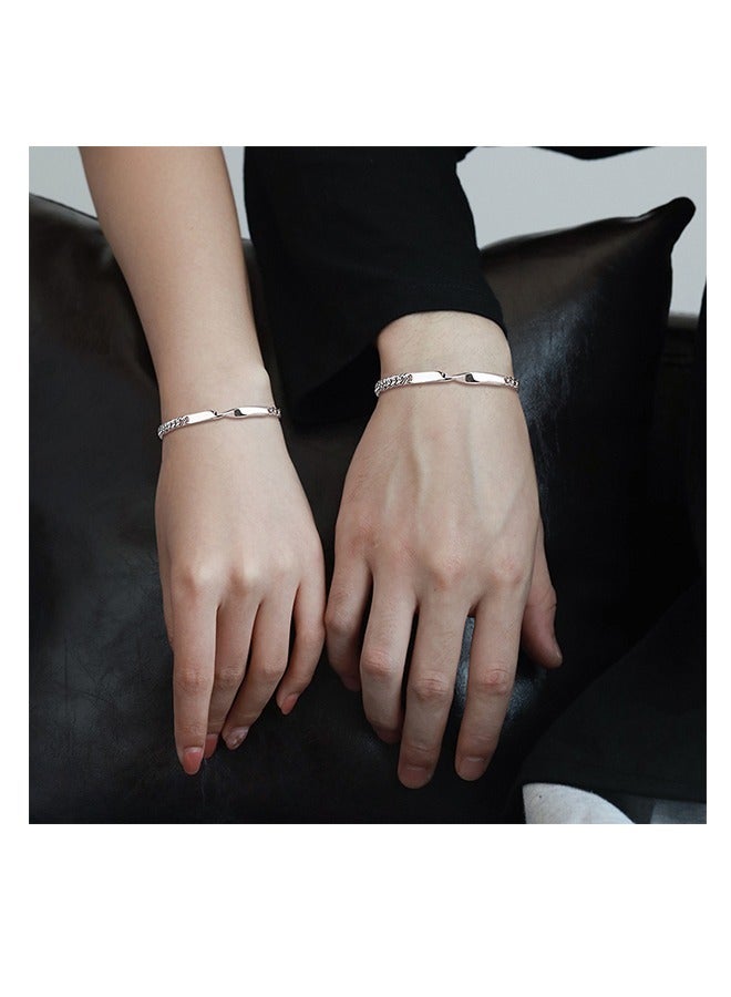 2 Pcs Titanium Steel Couple Bracelets, Mobius Geometric Bracelet, Ornaments Memorial Gift for Men And Women (Silver)  - Image 5