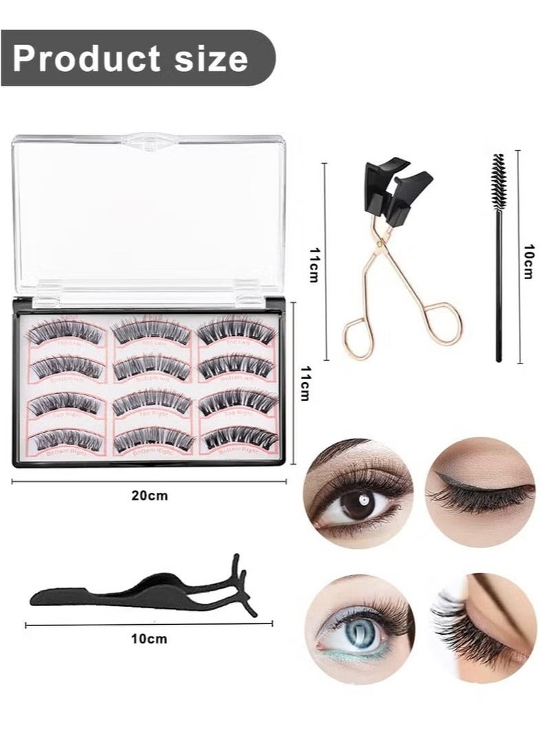 Magnetic Eyelashes Set, Reusable Magnetic False Eyelashes Natural Double Magnet False Eyelashes No Glue Required With Tweezers - Image 3