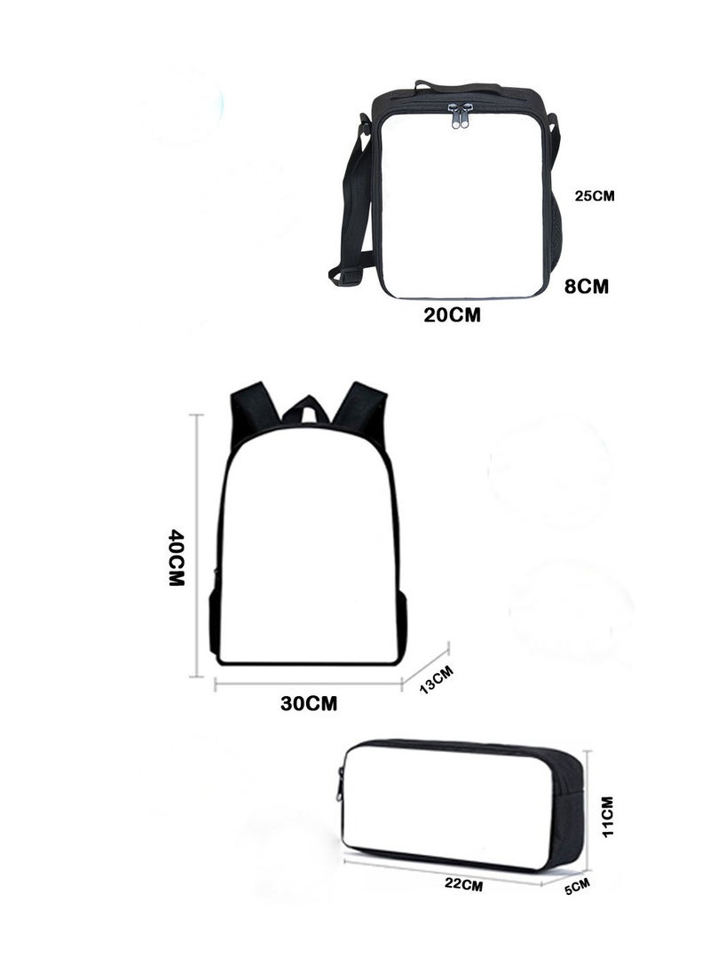 Astro Bot printed backpack for primary and secondary school students, lunch bag and pencil case three-piece set suitable for children aged 6 to 12