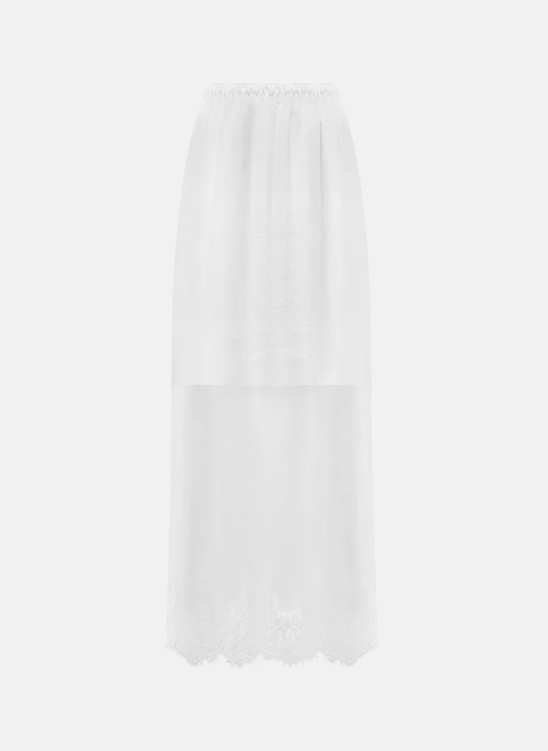 Lichi Semi-transparent midi skirt with embroidery and lace